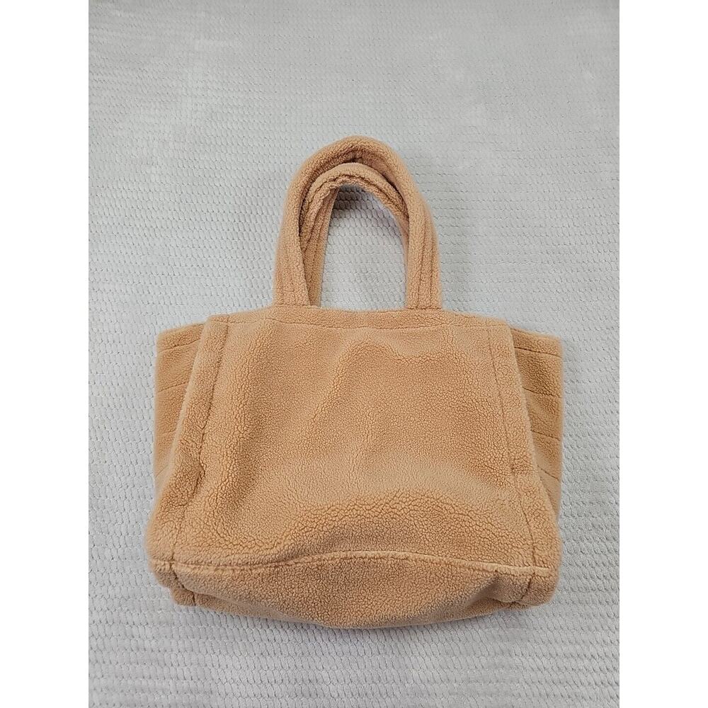 Victorias Secret Tote Bag Tan Fuzzy Shoulder Tote Purse - Picture 7 of 8